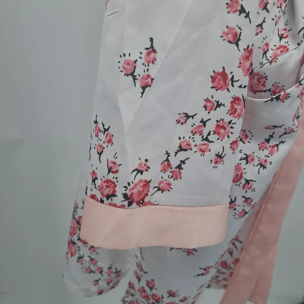 Morgan Lane x FabFitFun Floral Satin Robe White Pink Loungewear Coquette Boho